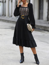 Square-neck Cinched Midi Dress | Zephyra 0 Chicy Boutique