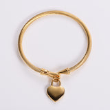 Gold Stainless Steel 3mm Wire Heart bracelet | Leah 0 Chicy Boutique