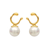 Gold-plated copper pearl earrings | Golda 0 Chicy Boutique Gold