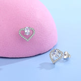Sterling Silver Love Heart Stud Earrings | Silvya 0 Fibobus DropShipping