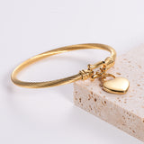 Gold Stainless Steel 3mm Wire Heart bracelet | Leah 0 Chicy Boutique