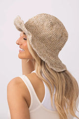 Brown White Weaving Straw Hat | Camille Fibobus DropShipping