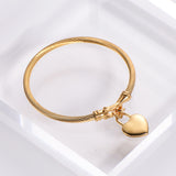 Gold Stainless Steel 3mm Wire Heart bracelet | Leah 0 Chicy Boutique