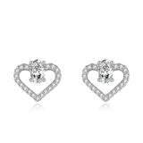 Sterling Silver Love Heart Stud Earrings | Silvya 0 Fibobus DropShipping Silver