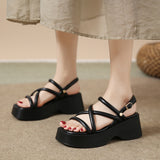 Roman Sandals Platform Cross Strap Sandals | Magnolia 0 Chicy Boutique