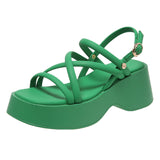 Roman Sandals Platform Cross Strap Sandals | Magnolia 0 Chicy Boutique Green 35