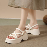 Roman Sandals Platform Cross Strap Sandals | Magnolia 0 Chicy Boutique