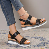 Wedge Round Toe Wide Strap Sandals | Oak 0 Chicy Boutique