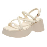 Roman Sandals Platform Cross Strap Sandals | Magnolia 0 Chicy Boutique Beige 35