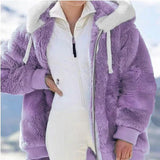 Hooded Zipper Fleece Jacket | Velura Chicy Boutique Purple S