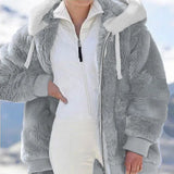 Hooded Zipper Fleece Jacket | Velura Chicy Boutique Grey S