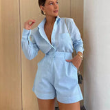 2 Pieces Sets Button Pockets | Prili Chicy Boutique Blue S(30-32)