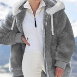 Hooded Zipper Fleece Jacket | Velura Chicy Boutique Dark Grey S