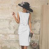 Polka Dot Ruched Dress | Polka Chicy Boutique WHITE S