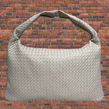 Leather Women's Woven Satchel | Aria 0 Chicy Boutique Beige