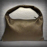 Leather Women's Woven Satchel | Aria 0 Chicy Boutique Gold