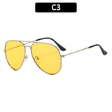 2025 Double Bridge Aviator Sunglasses | Skyglow Chicy Boutique Silver Yellow As the picture