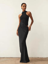 Satin Hollow-Out Maxi Dress ✨ | Noir Chicy Boutique