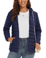 Full Zip Up Hooded Puffer Jacket | Glaciera Chicy Boutique Navy Blue CN M (US S) CHINA