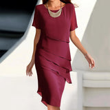Elegant Chiffon Midi Dress | Chifi Chicy Boutique Red L United States