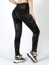Black Floral Print Skinny Leggings | AeroFit Chicy Boutique