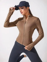 Yoga Coat Short Sports Jacket | Juicy Chicy Boutique Coffee S