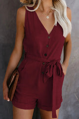 V-neck Monochromatic Jumpsuit | Grace Chicy Boutique Claret M