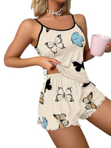 Butterfly Print Pajama Set with Cami & Shorts | Lila Chicy Boutique