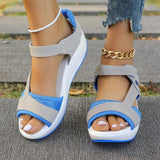 Nubuck Mesh Open Toe Wedges Sandals | Sharona Chicy Boutique Sky Blue 40