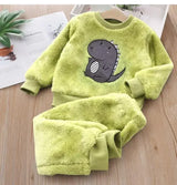 2-Piece Winter Sleepwear for Girls (2-6 Years) | BearDream Chicy Boutique Green dinosaur 2T