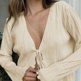 Chic Long Flare Sleeve V- Neck Cardigans | Fawna Chicy Boutique