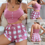 Suspender Top And Checkered Shorts | Checker Chicy Boutique