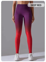 Lycra High Waisted Hip Lifting Leggings | Colorful Chicy Boutique Deep red M