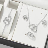 Heart Shaped Jewelry Sets Of Ring Earrings Necklace | Meshi Chicy Boutique Silver