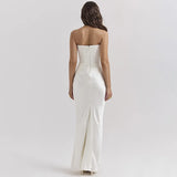 Fishbone Bandeau Slim-fit Backless Velvet Dress Black | Arabella Chicy Boutique