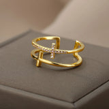 Gold Stainless Steel Ring | AurumBand Chicy Boutique JZ2299G resizable
