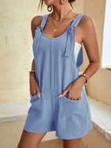Tie Knot Strap Jumpsuits with Pockets | Serene Chicy Boutique Sky Blue S