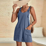 Tie Knot Strap Jumpsuits with Pockets | Serene Chicy Boutique Royal Blue XXXL