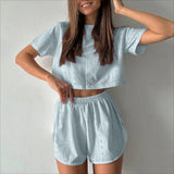 Loose Round Neck set | Ninocha Chicy Boutique ST Light Blue 2XL