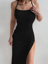 Sexy Black Halter Bodycon Dress | Lush ✨ Chicy Boutique