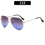 2025 Double Bridge Aviator Sunglasses | Skyglow Chicy Boutique Silver Gray Blue As the picture
