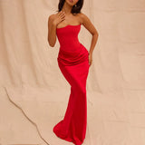 Fishbone Bandeau Slim-fit Backless Velvet Dress Black | Arabella Chicy Boutique
