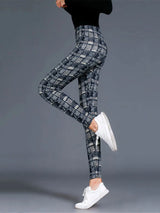 Plaid High Waist Leggings | PlaidFit Chicy Boutique Blue Plaid S