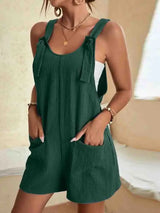Tie Knot Strap Jumpsuits with Pockets | Serene Chicy Boutique Dark Green M