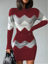 Print Slim Knitted Dress | Hazely Chicy Boutique