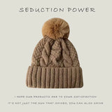 Twist Knitting Hat with Fur Pompom | IceCap Chicy Boutique camel One Size
