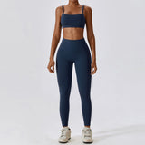 2PCS Push Up Fitness Sport Bra and Leggings Set | Zella Chicy Boutique Blue Set-2 XL CHINA