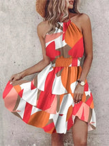 Hanging Neck Waist Short Ruffle Edge Dress | Edge Chicy Boutique