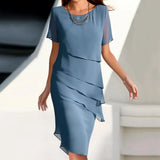 Elegant Chiffon Midi Dress | Chifi Chicy Boutique Blue XXL United States
