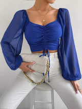 Lace up V-neck Long Sleeve | Titi Chicy Boutique